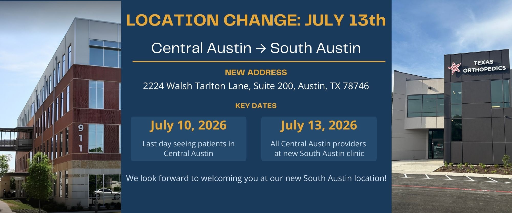 Our Central Austin office is moving to our South Austin location on July 13th